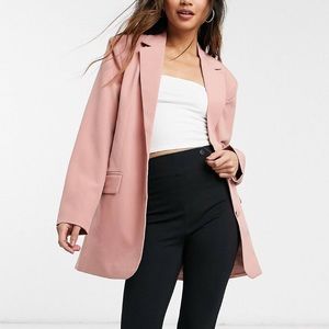 Vila longline oversized tailored blazer in light pink